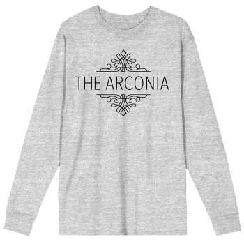 Only Murders In The Building Arconia Swirl Design Crew Neck Long Sleeve Gray Heather Adult Tee