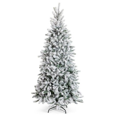 7FT Snow Flocked Pre-lit Artificial Pencil Christmas Tree