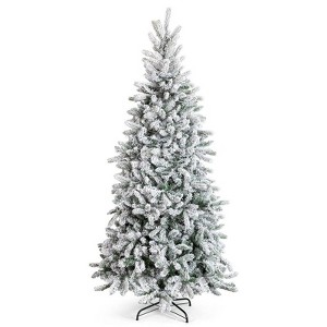 7FT Snow Flocked Pre-lit Artificial Pencil Christmas Tree - 1 of 4