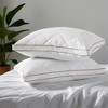 Peace Nest Goose Feather Down Pillow White Quilted Cotton Cover Set of 2 - 2 of 4