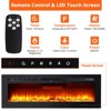 Wall-Mounted Electric Fireplace: Tempered Glass, 12 Flame Colors, Remote, 1500W Heater (5000BTU), 5 Brightness, Timer, Log & Crystal Effects - 3 of 4