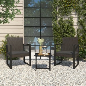 vidaXL Patio Armchair with Cushion Black Poly Rattan - 1 of 4