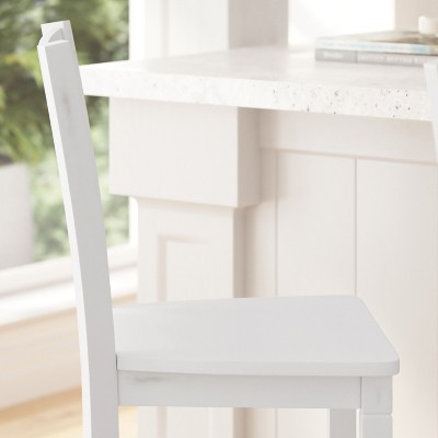 Classic Antique White Wash Wooden Ladderback Counter Stools - Set of Two