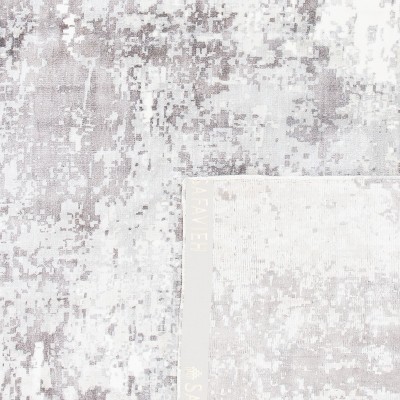 Gray Abstract Hand-Knotted Wool and Viscose Area Rug