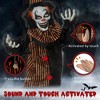 Whisen Outdoor Halloween Decorations Talking Circus Clown, Sound and Motion Activated Light Up Eyes, Laughter - Black - 2 of 4