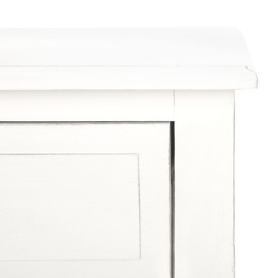Distressed White Wood & Metal Console Table with Dual Drawers