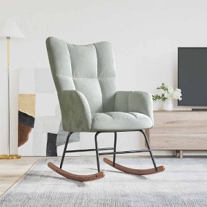 CLIHOME Modern Compact 30.7" Wide Velvet Rocking Chair,Ergonomic Rocker with Steel Frame & Rubber Wood Legs,Plush Accent Chair for Living Room - 1 of 4