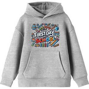 "Happy First Day of School" Adult Long Sleeve Hoodie - 1 of 2