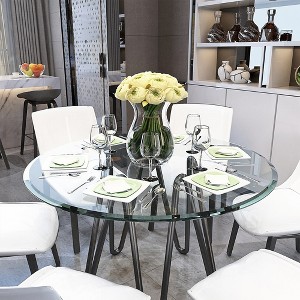 38.6" Inch Round Tempered Glass Table Top Clear Glass 2/5" Inch Thick Beveled Polished Edge - 1 of 4