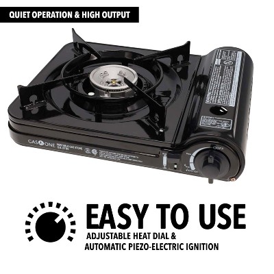 GasOne 10,000 BTU Portable Butane Gas Stove with Carrying Case CSA Listed, Black