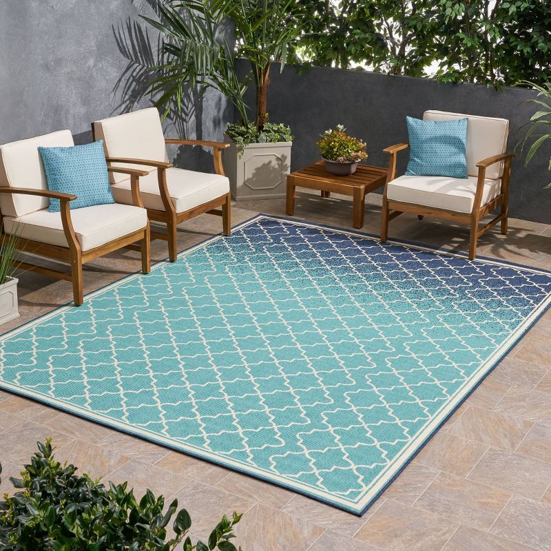 Laguna Ombre Outdoor Rug Blue/Ivory - Christopher Knight Home, 4 of 7