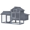 59'' Small Wooden Chicken Coop with Nesting Box and Run,Outdoor Hen House Cage with Removable Tray and 2 Doors for Backyard,Gray - LAOTIES - 4 of 4