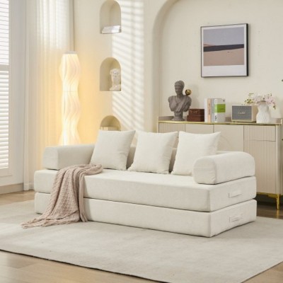 Modular Chenille Folding Floor Sofa with 3 Pillows, Convertible Sleeper Couch for Small Spaces, Living Room or Bedroom – The Pop Home