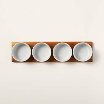 Wood Paddle with 4 Speckled Stoneware Bowls - Hearth & Hand™ with Magnolia