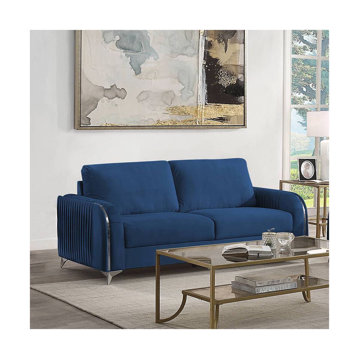 Acme Furniture 79" Wenona Sofa Blue Velvet - thumbnail 7