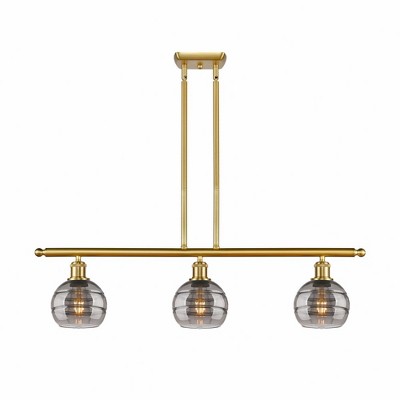 Rochester - 3 Light Stem Hung Island In Industrial Style-8.38 Inches Tall and 36 Inches Wide