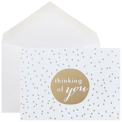 JAM Paper Blank Greeting Cards Set Thinking of You Gold Tiny Dot 10/Pack D41111NGLMB