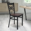 Emma and Oliver Black "X" Back Metal Restaurant Dining Chair - 2 of 4