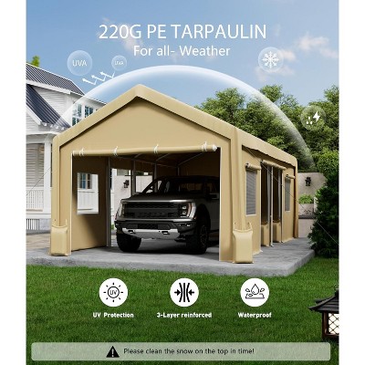 Heavy Duty Carport, Waterproof & UV Protection, Potable Outdoor Car Shade Canopy Car Tent Garage for Boats, Tractor, Car Gara