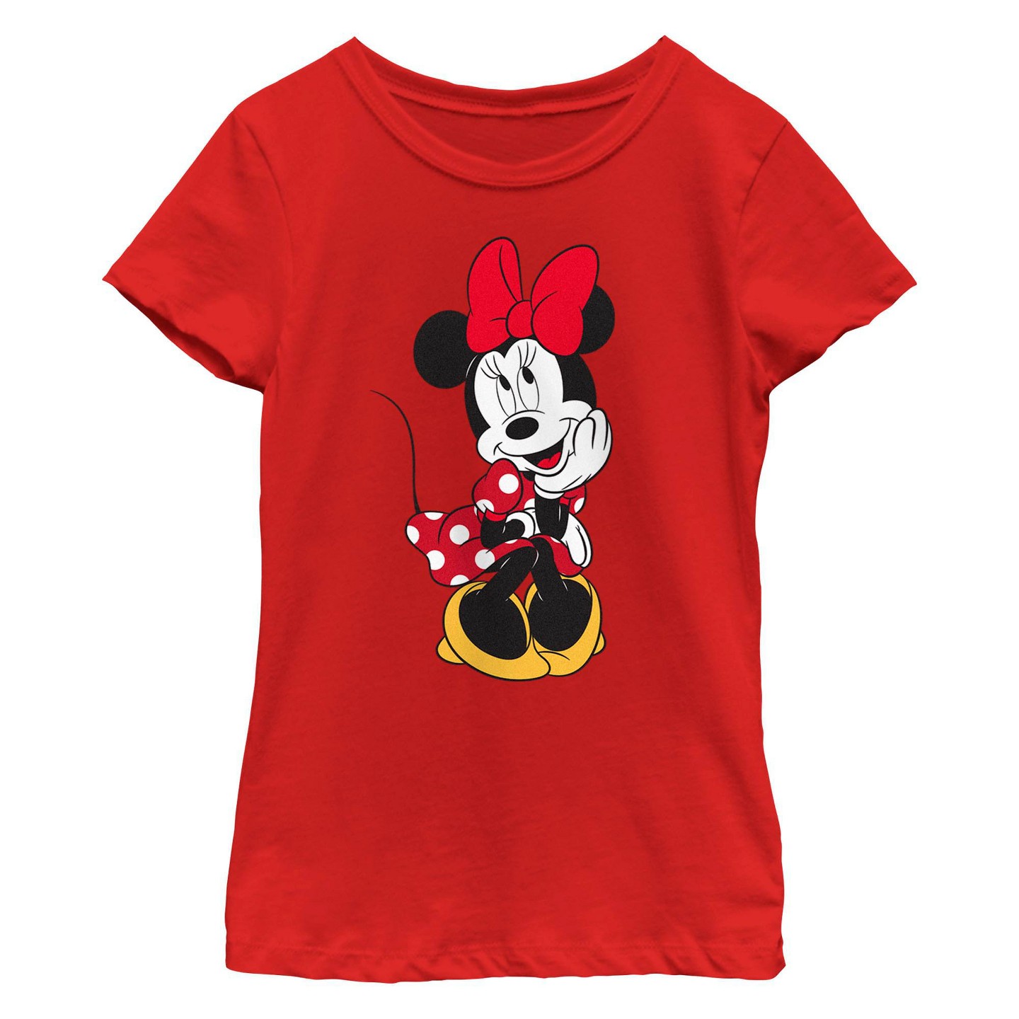 Футболка Mickey Mouse & Friends Minnie Mouse Adorable Pose T-Shirt - Red для девочек, цвет: Красный — фото 1