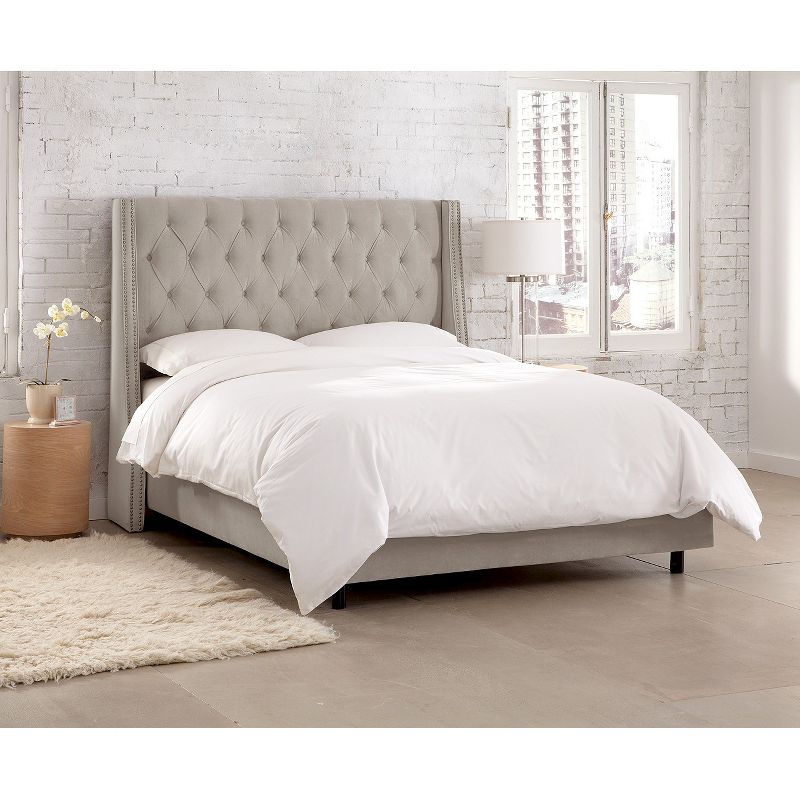 Skyline Furniture Arlette Nail Button Tufted Wingback Bed in Velvet, 3 of 7