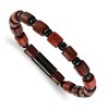 Chisel Stainless Steel Polished Black IP-plated Beads and Wood Beaded Stretch Bracelet - 2 of 3