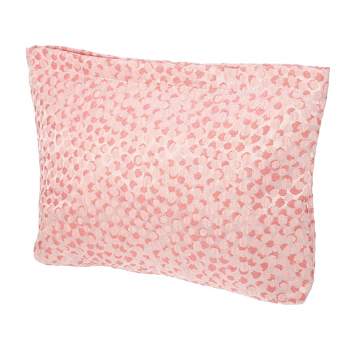 Unique Bargains Travel Floral Zipper-Closure Canvas Makeup Bag Pink Red 1 Pc
