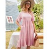Coolmee Women Casual Ruffle Hem Round Neck Short Sleeve Tiered Flowy Midi Dress With Pockets - 4 of 4