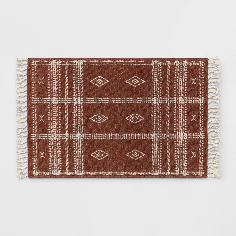 Photos - Area Rug 2'3"x3'9" Washable Southwest Plaid Accent Rug Rust - Project 62™