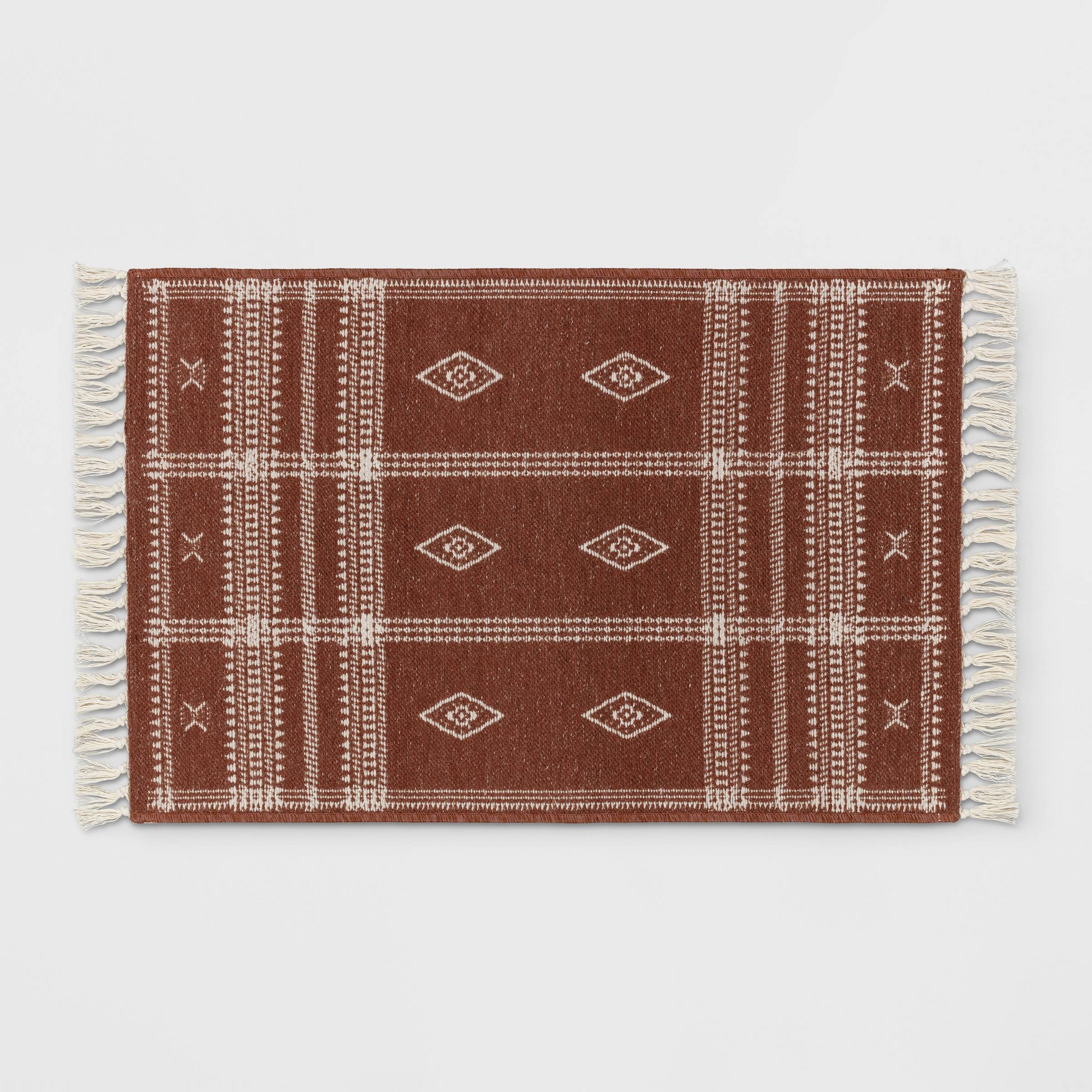 2'3"x3'9" Washable Southwest Plaid Accent Rug Rust - Threshold™