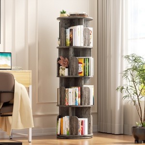 Aheaplus 4-tier/ 5-tier Corner Bookshelf for Home Office, 360 Rotating - 1 of 4