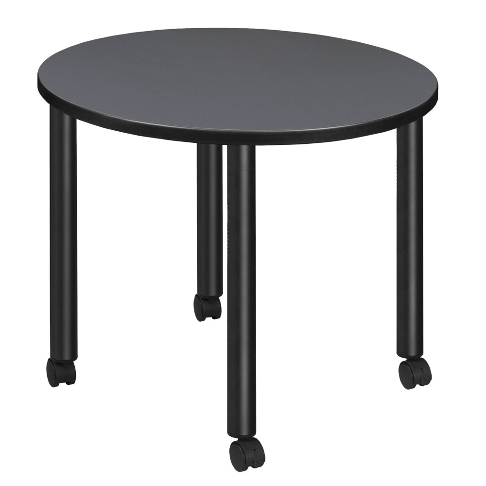Photos - Dining Table 30" Small Kee Round Breakroom  with Mobile Legs Gray/Black - R