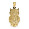 Black Bow Jewelry 14k Yellow Gold and White Rhodium Owl Pendant, 12mm (7/16 inch) - 3 of 4