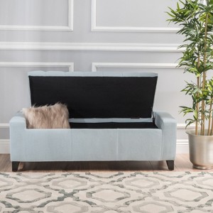 TiramisuBest Grey and Oak Tufted Bench, Grey Fabric Entryway Bench, 50.0"L x 18.0"W x 17.0"H - 1 of 4