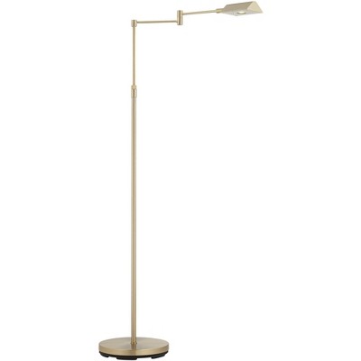 360 Lighting Zema Polished Brass Pharmacy Swing Arm LED Floor Lamp