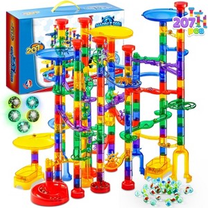 Joyfy 207 Pcs Glowing Marble Run, Engineering & Building Blocks Toys with 5 Glow in The Dark Glass Marbles, Birthday Easter Gift for Boys & Girls - 1 of 4