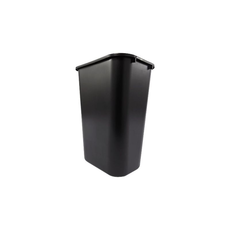 Rubbermaid Commercial Deskside Plastic Wastebasket Rectangular 10 1/4 gal Black 295700BK, 2 of 6