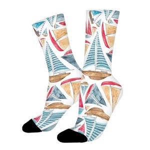 Sailing Ships Women Printed Crew Socks Funny Funky Socks Soft Polyester Novelty Gifts for Artists Men - 1 of 1