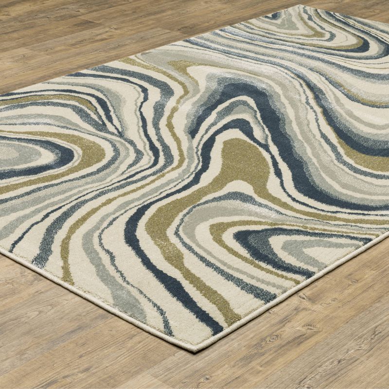 Bryant Modern Abstract Indoor Area Rug Ivory/Teal - Captiv8e Designs, 4 of 12