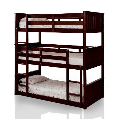 Triple Twin Kids' Reece Bunk Bed Dark Walnut - ioHOMES