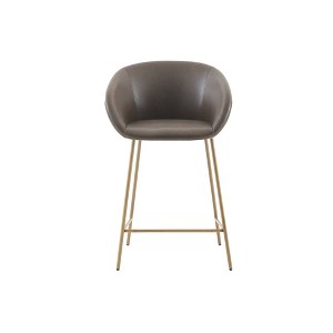 Faustina Counter Height Barstool Brown/Gold: Madison Park, Modern Metal Base, Polyurethane Leather - 1 of 4