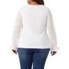 Agnes Orinda Women's Plus Size Lace Floral V Neck Sheer Long Sleeve Lined Dressy Casual Blouses - 4 of 4