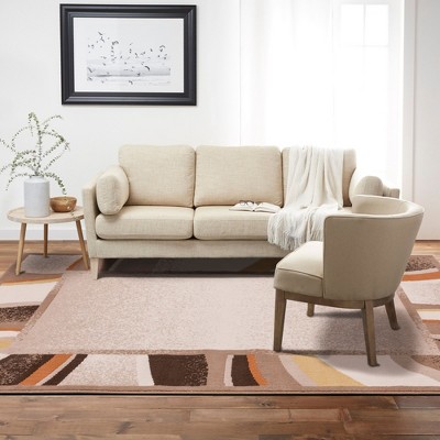 Taupe & Orange Reversible Easy-Care Synthetic Area Rug, 5'3"x7'5"