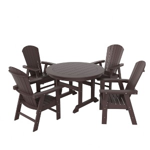 WestinTrends 5 Piece Outdoor Patio Dining Round Table and Shell Back Armchair Set - 1 of 4