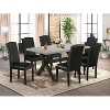 7-Piece Natural Oak Finish Solid Wood Top Dining Table with 6 Parson Chairs with - 2 of 4