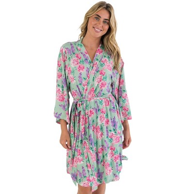 RuffleButts SoftSnooze Women's Maternity Robe - Sage Garden, One Size