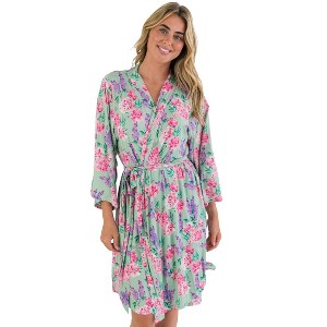 RuffleButts SoftSnooze Women's Maternity Robe - Sage Garden, One Size - 1 of 4