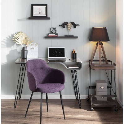 Boyne Purple Upholstered Arm Chair with Black Metal Legs
