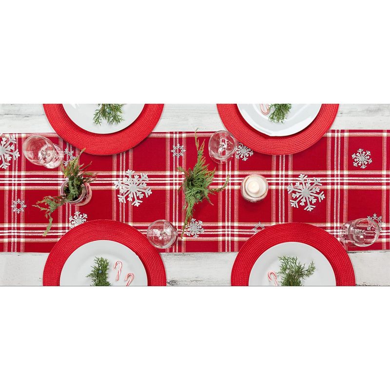 Kovot Winter Snowflake 72" Table Runner | Christmas Holiday Table Decor | Red & White with Foil Accents Snowflake | Measures 72" x 13", 4 of 5