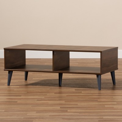 Mid-Century Modern Brown and Dark Grey Wood Coffee Table